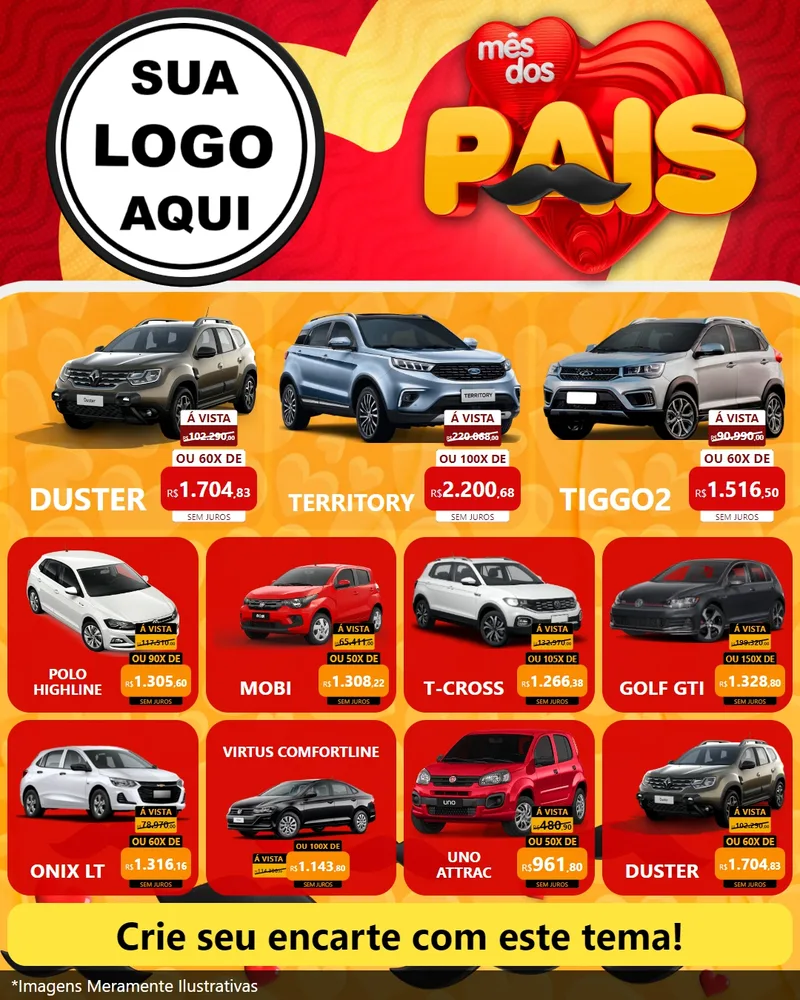 Modelo de Rede Social para Feed Instagram com o tema Mês Dos Pais para Concessionaria de Carros