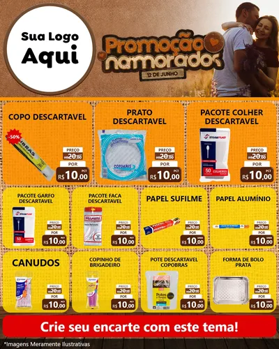 Modelo de Rede Social para Feed Instagram com o tema Promoção Namorados para Embalagens
