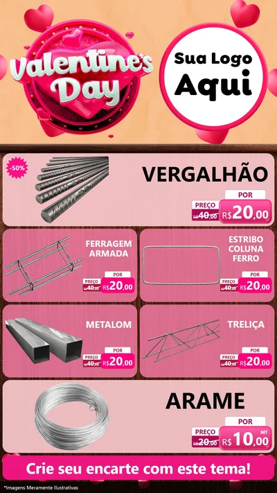 Modelo de TV para TV Vertical com o tema Valentine's Day para Ferragens