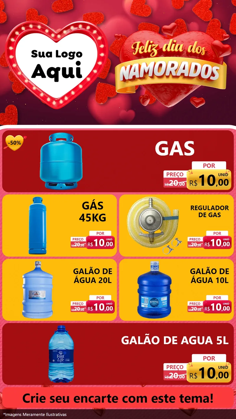 Modelo de TV para TV Vertical com o tema Feliz Dia Dos Namorados para Água e gás