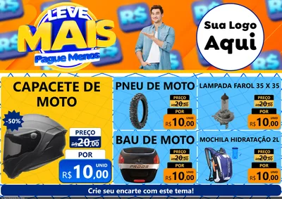 Modelo de Encarte para Encarte A4 Horizontal com o tema Leve Mais, Pague Menos para Moto peças