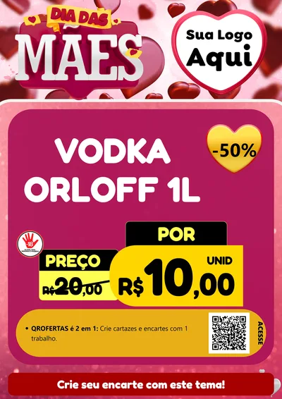 Modelo de Cartaz para Cartaz A4 Vertical com o tema Dia Das Mães para Distribuidora de bebidas