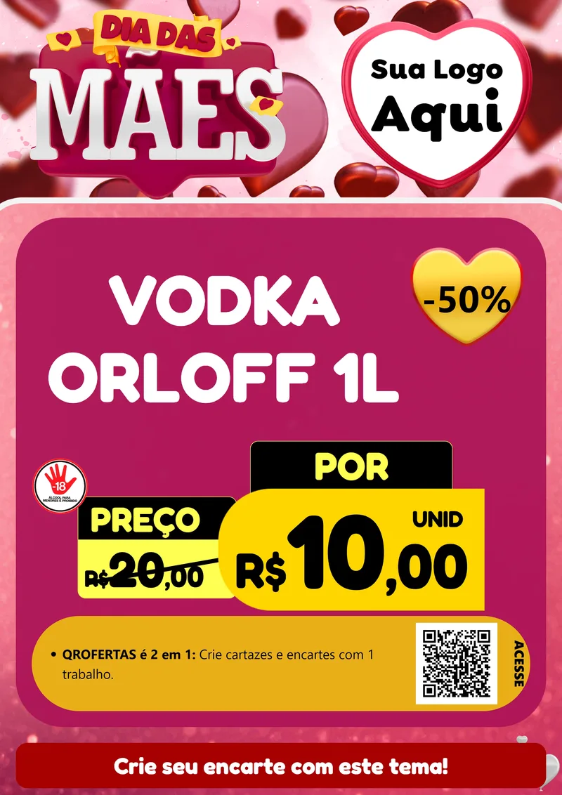 Modelo de Cartaz para Cartaz A4 Vertical com o tema Dia Das Mães para Distribuidora de bebidas