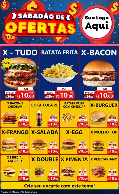 Modelo de Encarte para Encarte Grande com o tema Sabadão de Ofertas para Hamburgueria