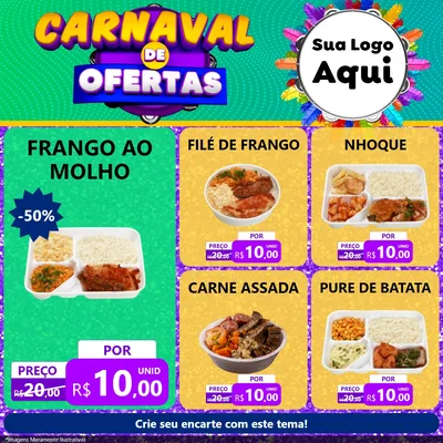Modelo de Rede Social para Feed Facebook com o tema Carnaval de Ofertas para Restaurante