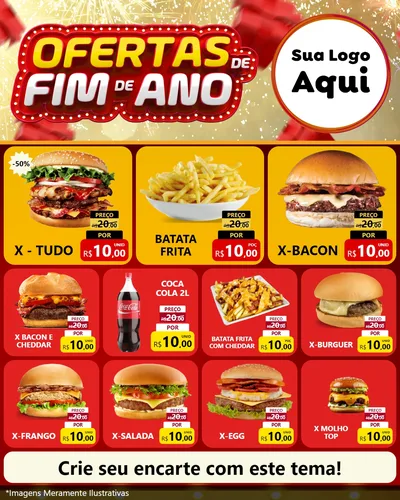 Modelo de Rede Social para Feed Instagram com o tema Ofertas de Fim de Ano para Hamburgueria
