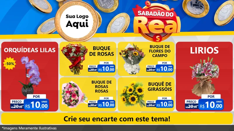 Modelo de TV para TV Horizontal com o tema Sabadão do Real para Floricultura e jardim