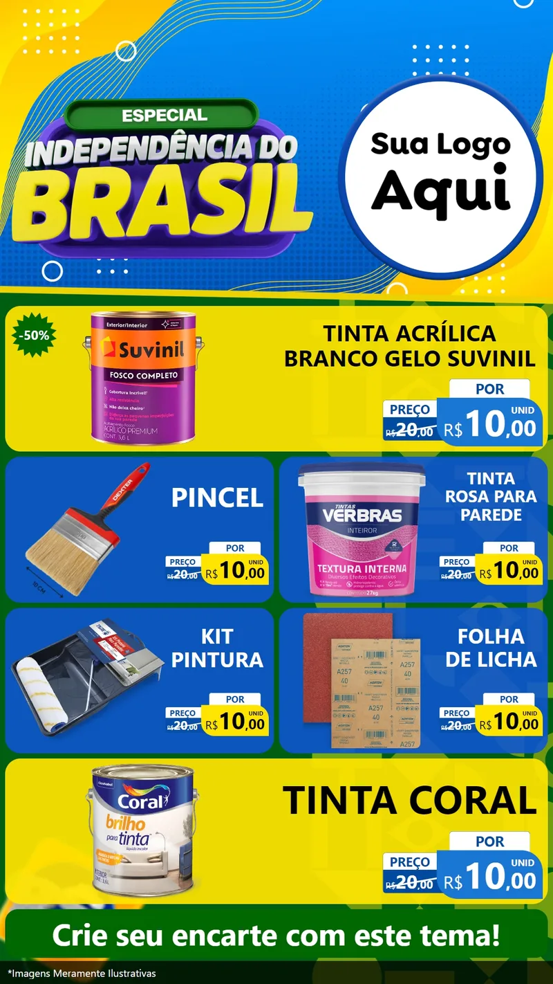 Modelo de TV para TV Vertical com o tema Especial Independência do Brasil para Tintas e Ferramentas