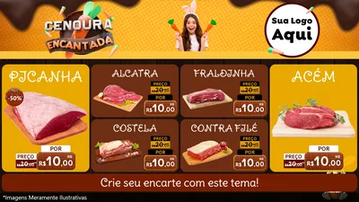Modelo de TV para TV Horizontal com o tema Cenoura Encantada - Páscoa para Açougue