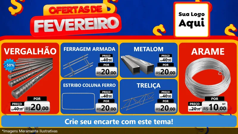 Modelo de TV para TV Horizontal com o tema Ofertas de Fevereiro para Ferragens