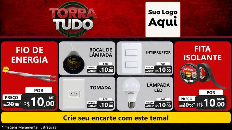 Modelo de TV para TV Horizontal com o tema Torra Tudo para Materiais Elétricos