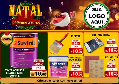 Modelo de Encarte para Encarte A4 Horizontal com o tema Natal de Grandes Ofertas para Tintas e Ferramentas
