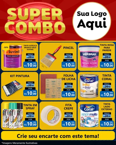 Modelo de Rede Social para Feed Instagram com o tema Super Combo para Tintas e Ferramentas