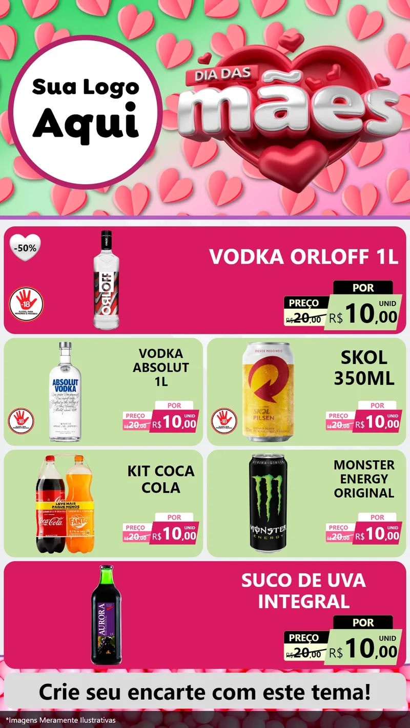 Modelo de TV para TV Vertical com o tema Dia das Mães para Distribuidora de bebidas