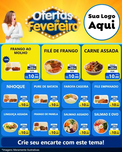 Modelo de Rede Social para Feed Instagram com o tema Ofertas de Fevereiro para Restaurante