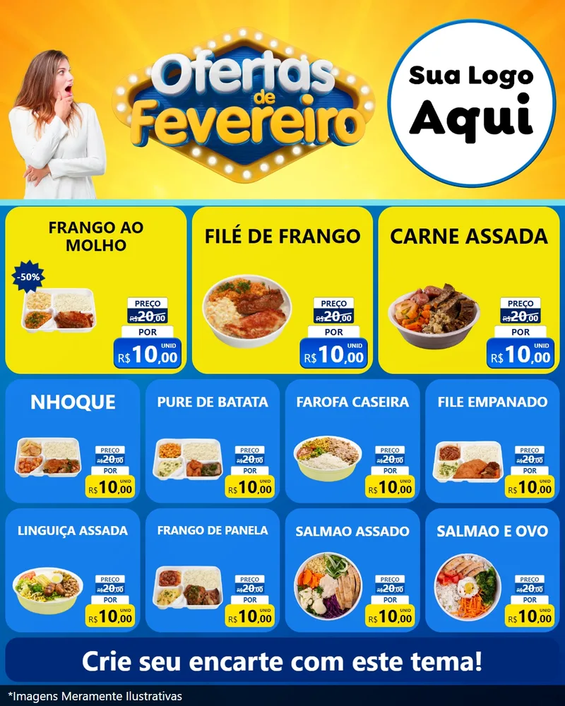 Modelo de Rede Social para Feed Instagram com o tema Ofertas de Fevereiro para Restaurante