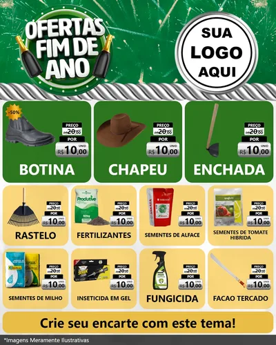 Modelo de Rede Social para Feed Instagram com o tema Ofertas Fim de Ano para Agropecuária