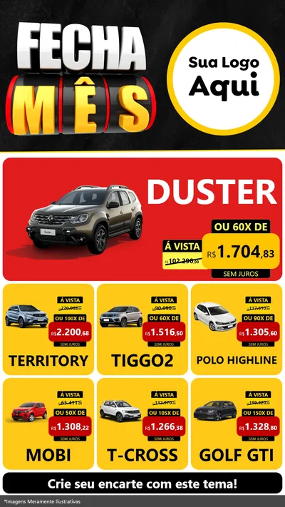 Modelo de Rede Social para Stories com o tema Fecha Mês para Concessionaria de Carros