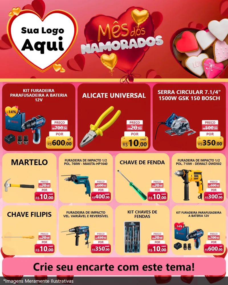 Modelo de Rede Social para Feed Instagram com o tema Mês dos Namorados para Maquinas e Ferramentas