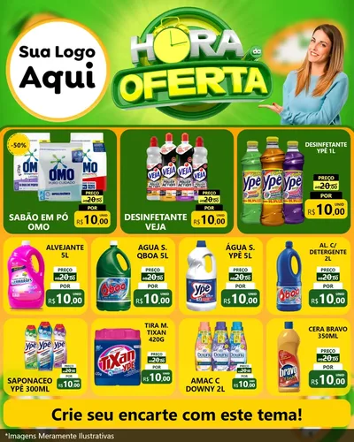 Modelo de Rede Social para Feed Instagram com o tema Hora da Oferta para Produtos de Limpeza