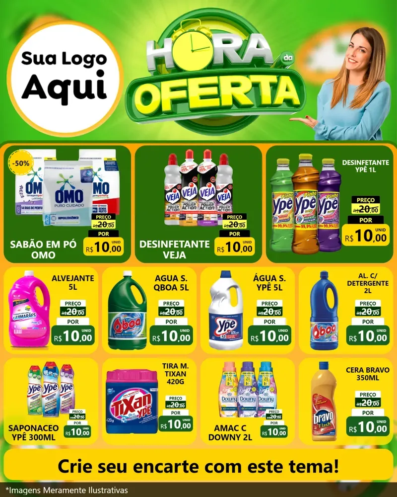 Modelo de Rede Social para Feed Instagram com o tema Hora da Oferta para Produtos de Limpeza