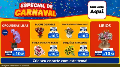 Modelo de TV para TV Horizontal com o tema Especial de Carnaval para Floricultura e jardim