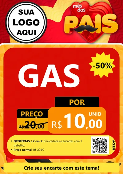 Modelo de Cartaz para Cartaz A4 Vertical com o tema Mês Dos Pais para Água e gás