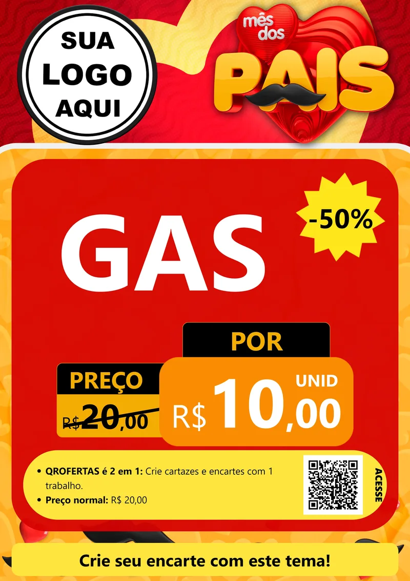Modelo de Cartaz para Cartaz A4 Vertical com o tema Mês Dos Pais para Água e gás