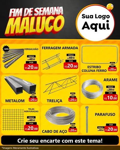 Modelo de Rede Social para Feed Instagram com o tema Final de Semana Maluco para Ferragens