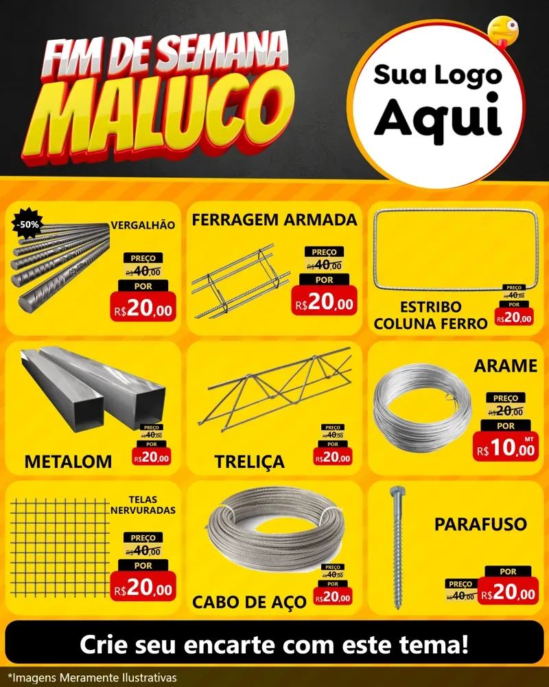 Modelo de Rede Social para Feed Instagram com o tema Final de Semana Maluco para Ferragens