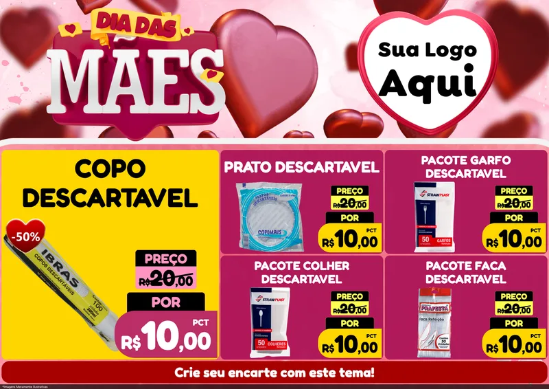 Modelo de Encarte para Encarte A4 Horizontal com o tema Dia Das Mães para Embalagens