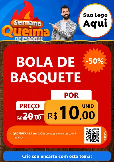 Modelo de Cartaz para Cartaz A4 Vertical com o tema Semana Queima de Estoque para Artigos Esportivos