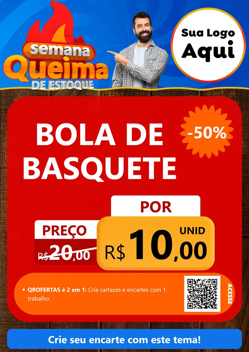 Modelo de Cartaz para Cartaz A4 Vertical com o tema Semana Queima de Estoque para Artigos Esportivos