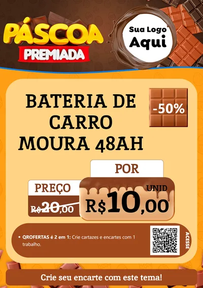 Modelo de Cartaz para Cartaz A4 Vertical com o tema Páscoa Premiada para Baterias Elétricas