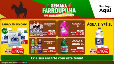 Modelo de TV para TV Horizontal com o tema Semana Farroupilha - Uma Barbaridade de Ofertas para Produtos de Limpeza