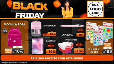 Modelo de TV para TV Horizontal com o tema Black Friday para Papelaria