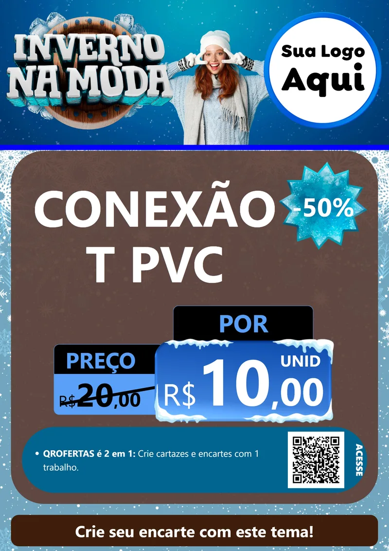 Modelo de Cartaz para Cartaz A4 Vertical com o tema Inverno na Moda para Tubos e conexões