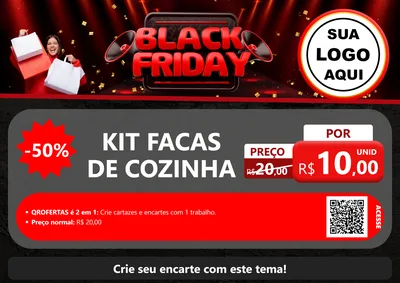 Modelo de Cartaz para Cartaz A4 Horizontal com o tema Black Friday para Utilidades Domésticas