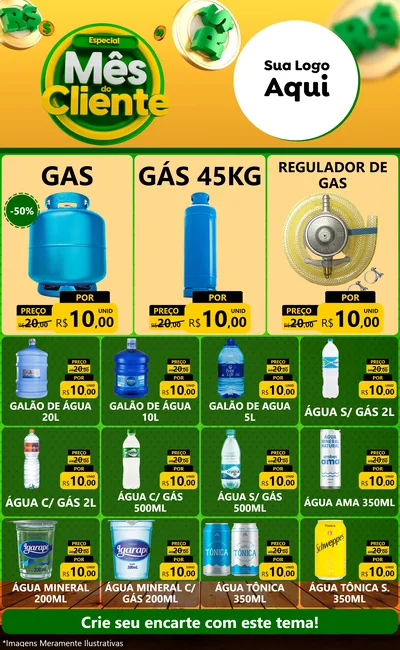 Modelo de Encarte para Encarte Grande com o tema Especial Mês do Cliente para Água e gás