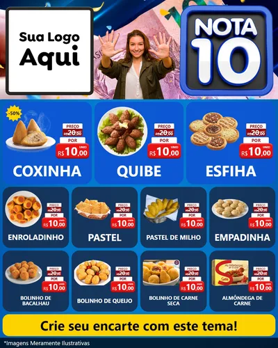 Modelo de Rede Social para Feed Instagram com o tema Nota 10 para Salgadaria