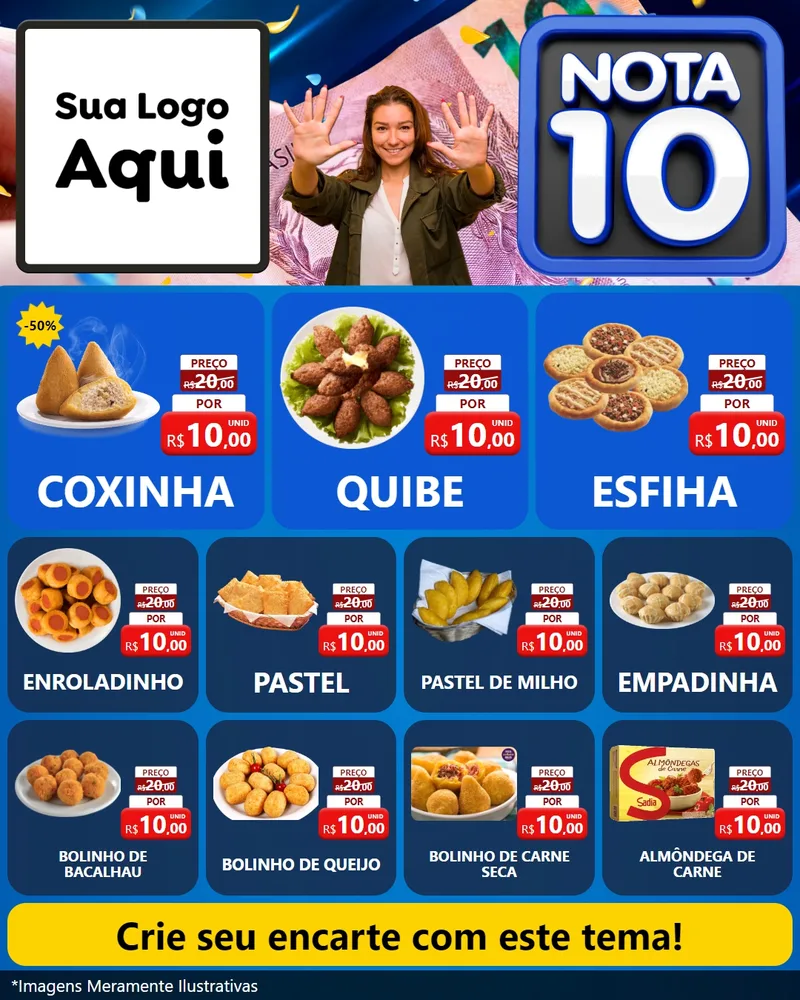 Modelo de Rede Social para Feed Instagram com o tema Nota 10 para Salgadaria