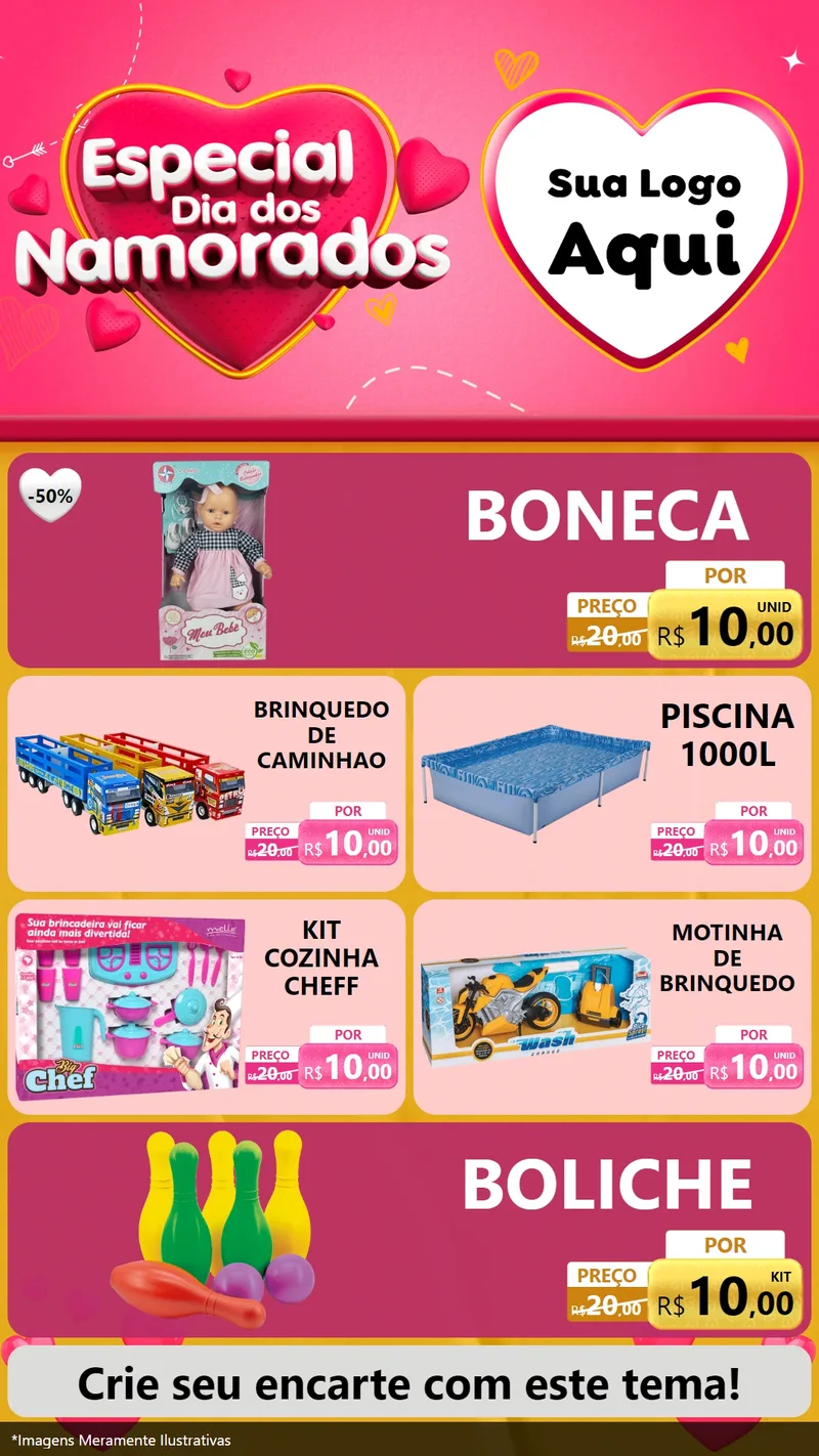 Modelo de TV para TV Vertical com o tema Especial Dia dos Namorados para Brinquedos