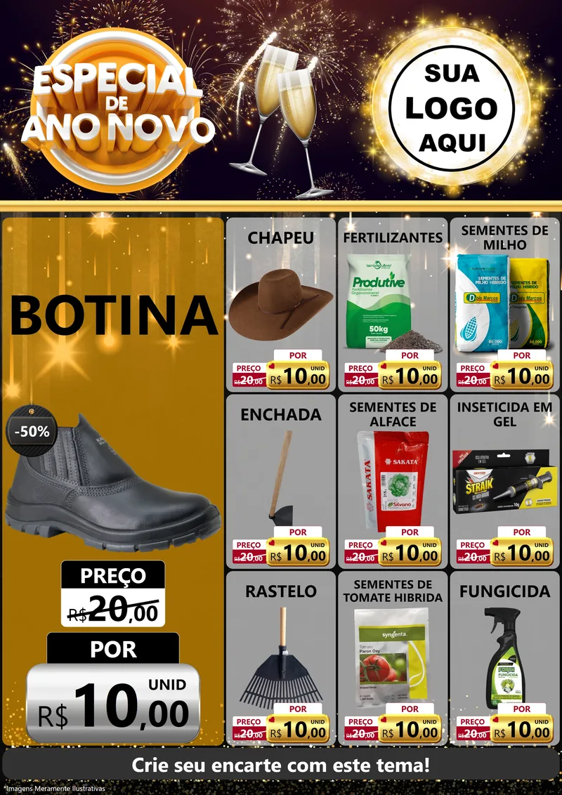 Modelo de Encarte para Encarte A4 Vertical com o tema Especial de Ano Novo para Agropecuária