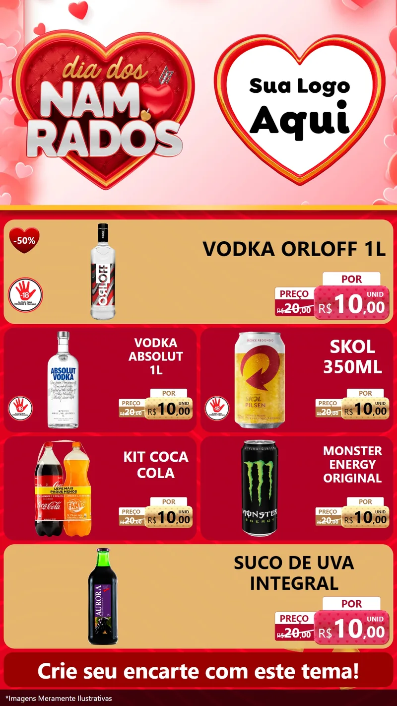 Modelo de TV para TV Vertical com o tema Dia dos Namorados para Distribuidora de bebidas
