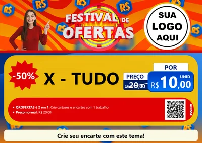 Modelo de Cartaz para Cartaz A4 Horizontal com o tema Festival de Ofertas para Hamburgueria