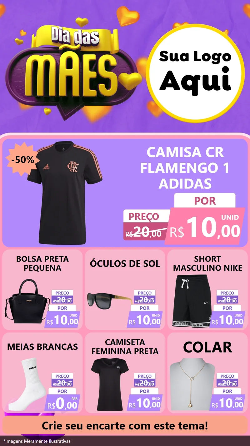 Modelo de Rede Social para Stories com o tema Dia das Mães para Roupas e acessórios