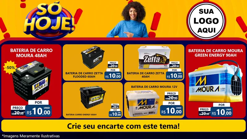 Modelo de TV para TV Horizontal com o tema Só Hoje! para Baterias Elétricas