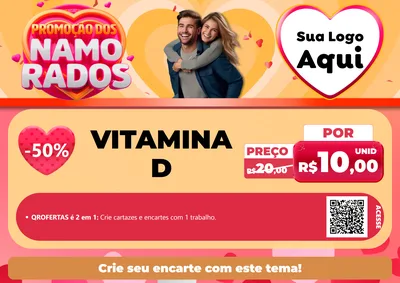 Modelo de Cartaz para Cartaz A4 Horizontal com o tema Promoção dos Namorados para Farmácia