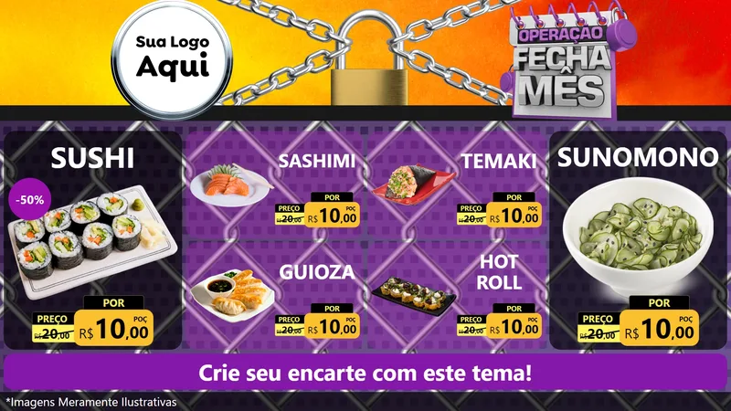 Modelo de TV para TV Horizontal com o tema Operação Fecha Mês para Comida japonesa