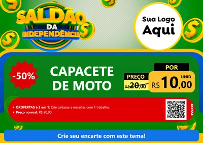 Modelo de Cartaz para Cartaz A4 Horizontal com o tema Saldão da Indepêndencia para Moto peças